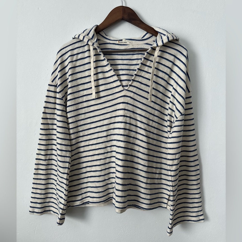New Without Tags Playa Hoodie Navy & White Stripe by Marine Layer, Sz XL - Picture 2 of 11